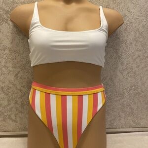 Dippin' Daisy's White and Multicolor Striped Bikini
